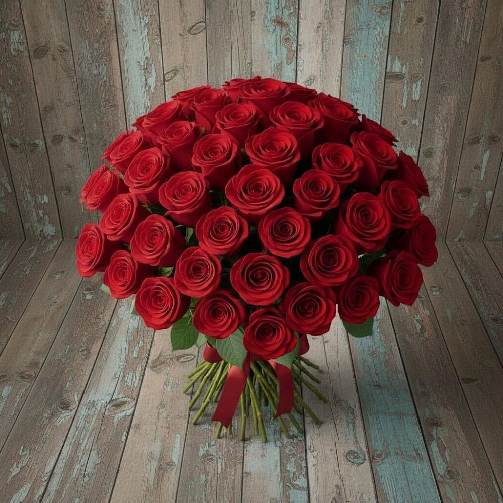 Букет 55 Красных роз Фридом в Калининауле