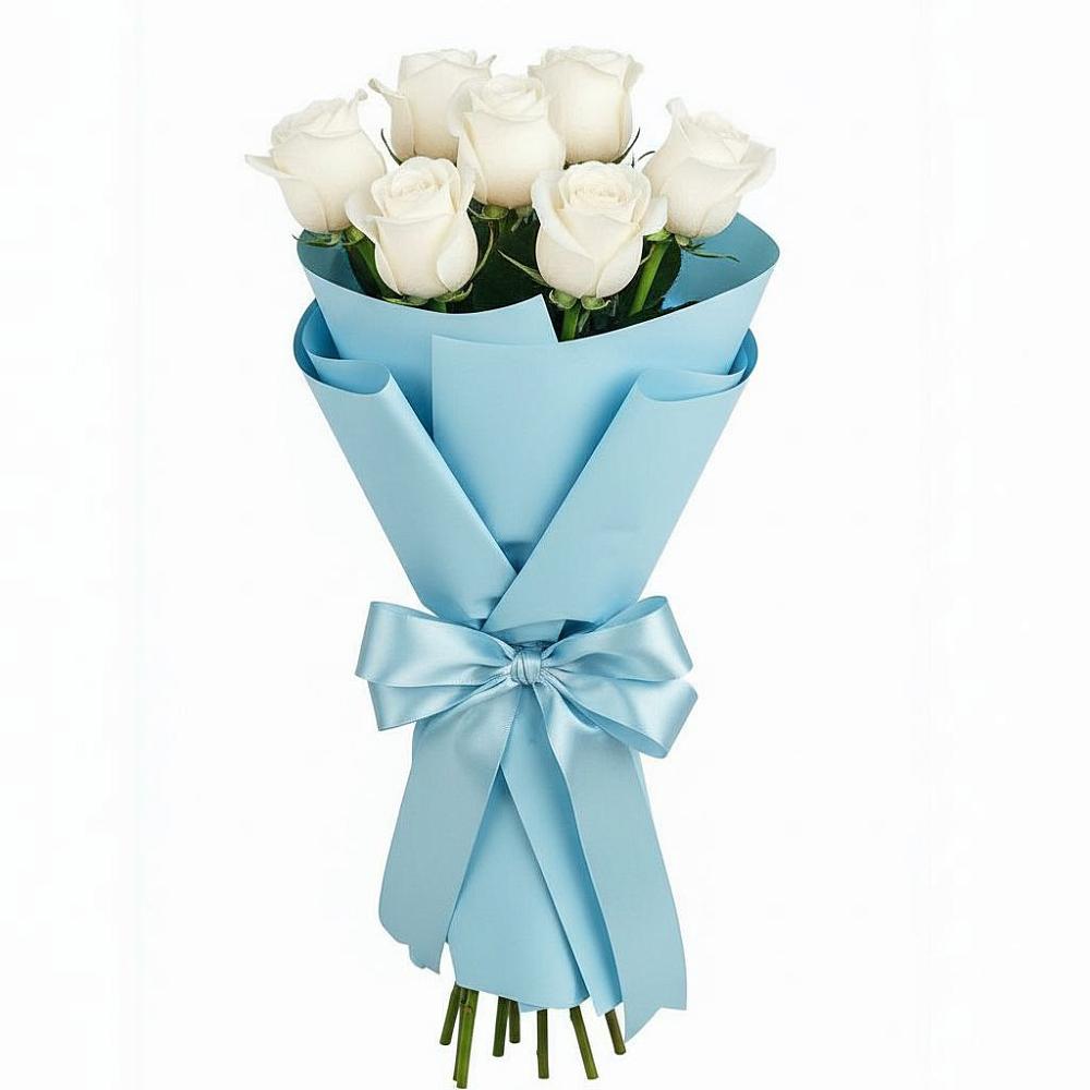 Букет 7 белых роз Проуд в Калининауле