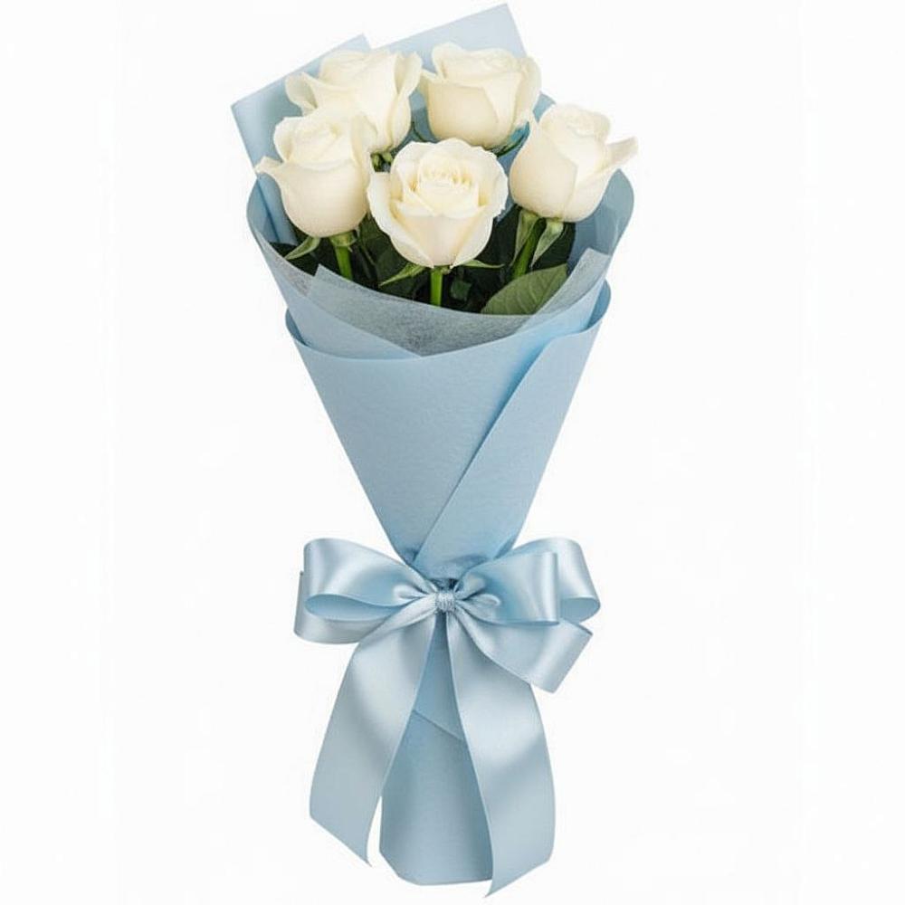 Букет 5 Белых роз Проуд в Калининауле