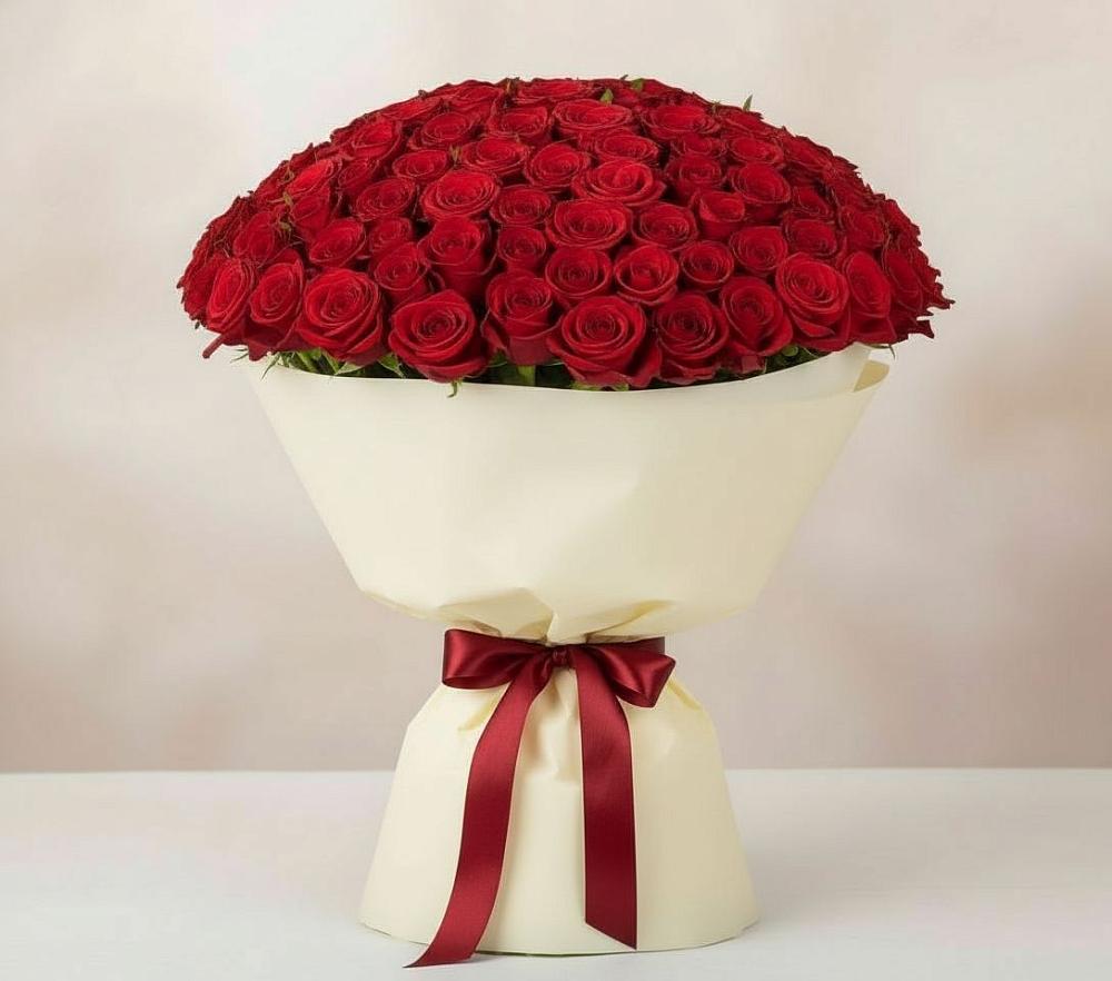 Букет 101 Красная роза Милано в Калининауле