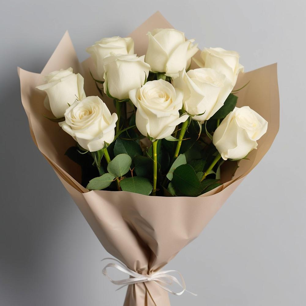 Букет 9 Белых роз Эдлесс Лав в Калининауле