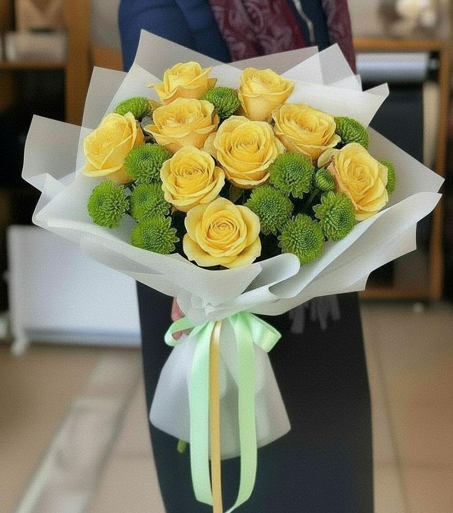 Букет цветов из: Хризантемы и Розы в Калининауле