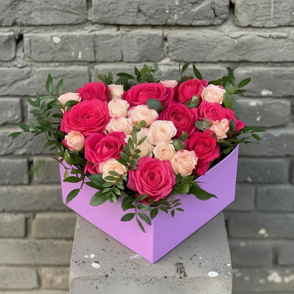 Цветочная композиция из Розы в коробке в Калининауле