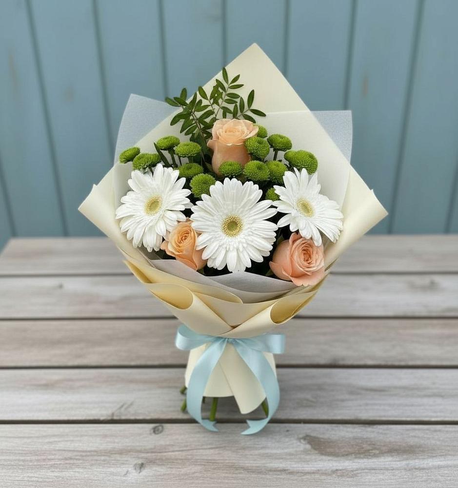 Букет цветов из: Герберы, Розы и Хризантемы в Калининауле