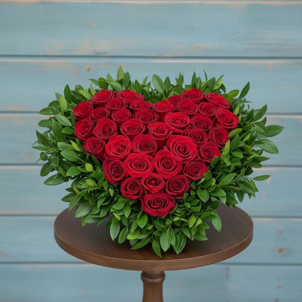 Цветочная композиция из Розы в виде сердца в Калининауле