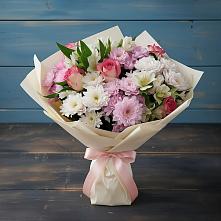 Букет цветов из:  Хризантемы, Альстромерии и Розы в Калининауле