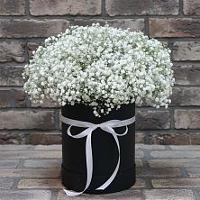 Цветочная композиция из Гипсофила в шляпной коробке в Калининауле